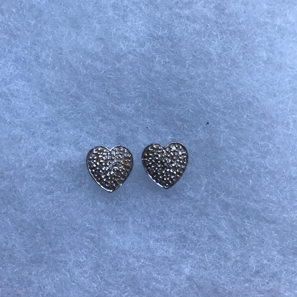 Heart studs, 14k with diamonds
